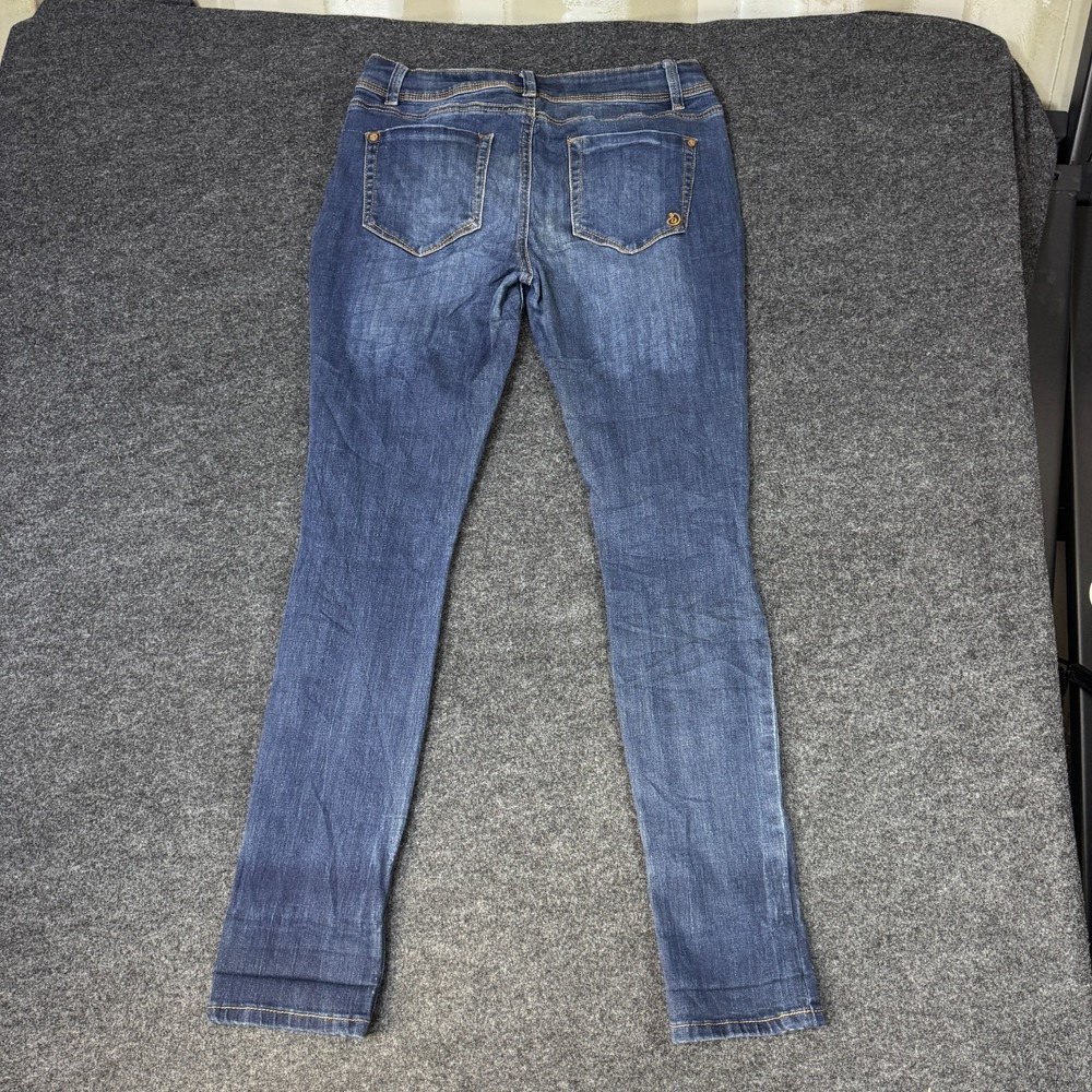 Indigo Rein Curvy Skinny Jeans Womens 9 Blue Dark Wash Denim Distressed Casual